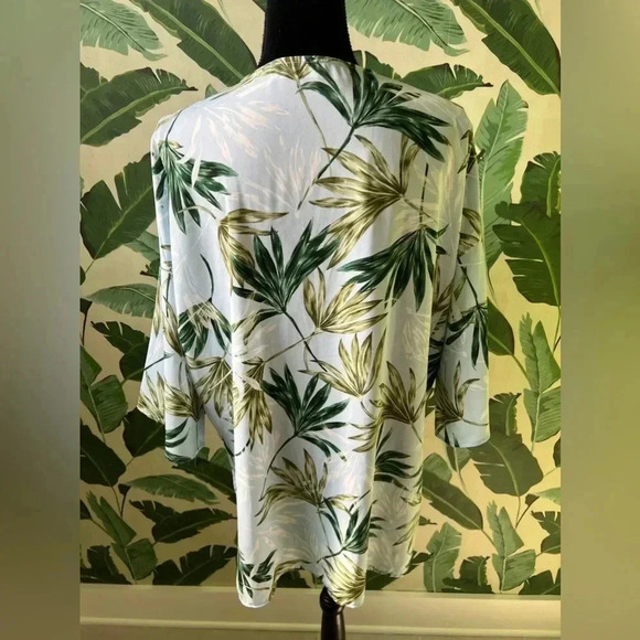 Peach love California blue palm print open front kimono size S - Picture 4 of 5